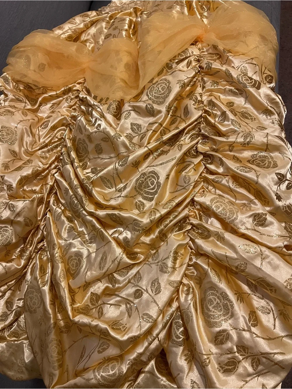 Disney Princess Belle Gold Costume with Red Rose Accents